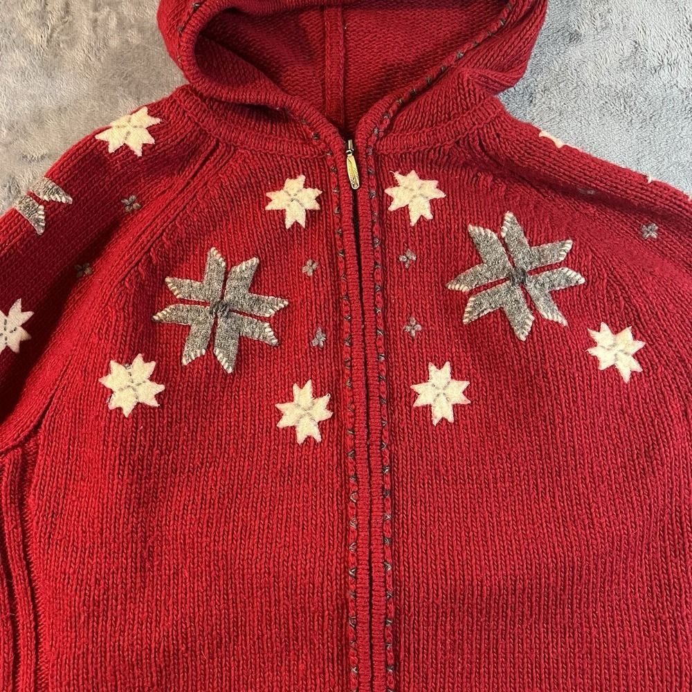 Eddie Bauer Collections Holiday'08 Wool Snowflake Hooded Cardigan Sweater‎ XXL - Picture 6 of 13